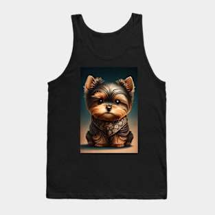 Super Cute Yorkshire Terrier Puppy Portrait Japanese Style Tank Top